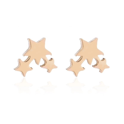 Minimalist Triangle Moon Coconut Tree Stainless Steel Asymmetrical Plating Ear Studs 1 Pair