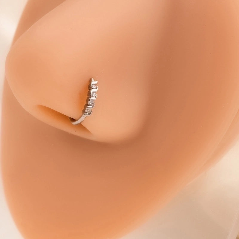 1 Piece Nose Rings & Studs Minimalist Geometric Alloy Inlay Rhinestones Nose Rings & Studs