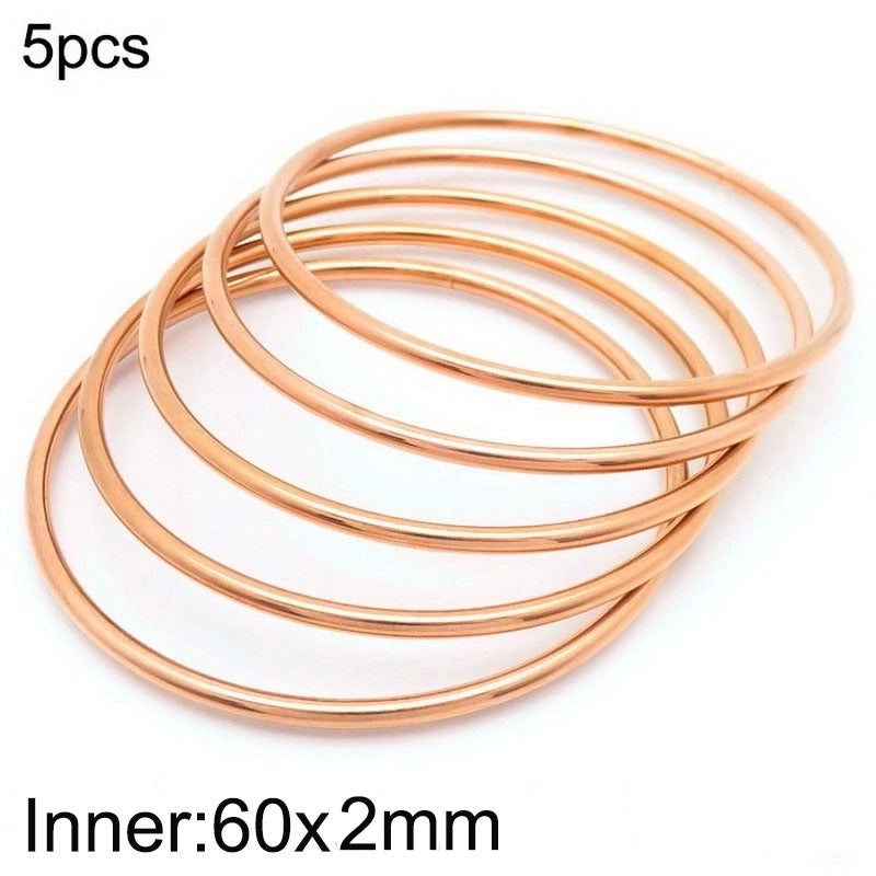 304 Stainless Steel 18K Gold Plated Minimalist Round Solid Color Bangle