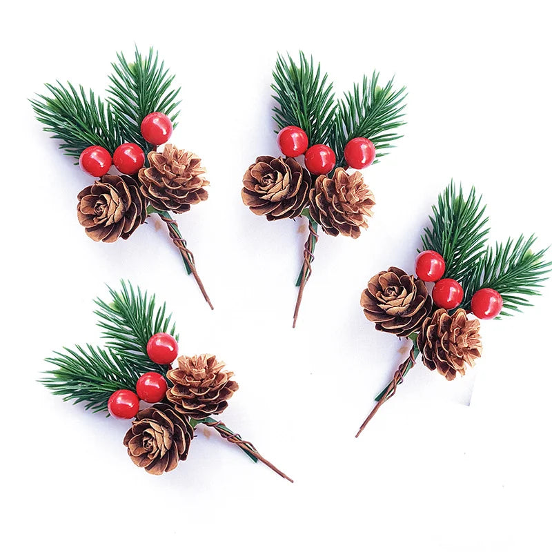 5 Pieces Pine Needle Mini Christmas Tree Accessories Gift Box Decoration Real Flowers Christmas Decoration Snow Powder Snowflake Pine Needle