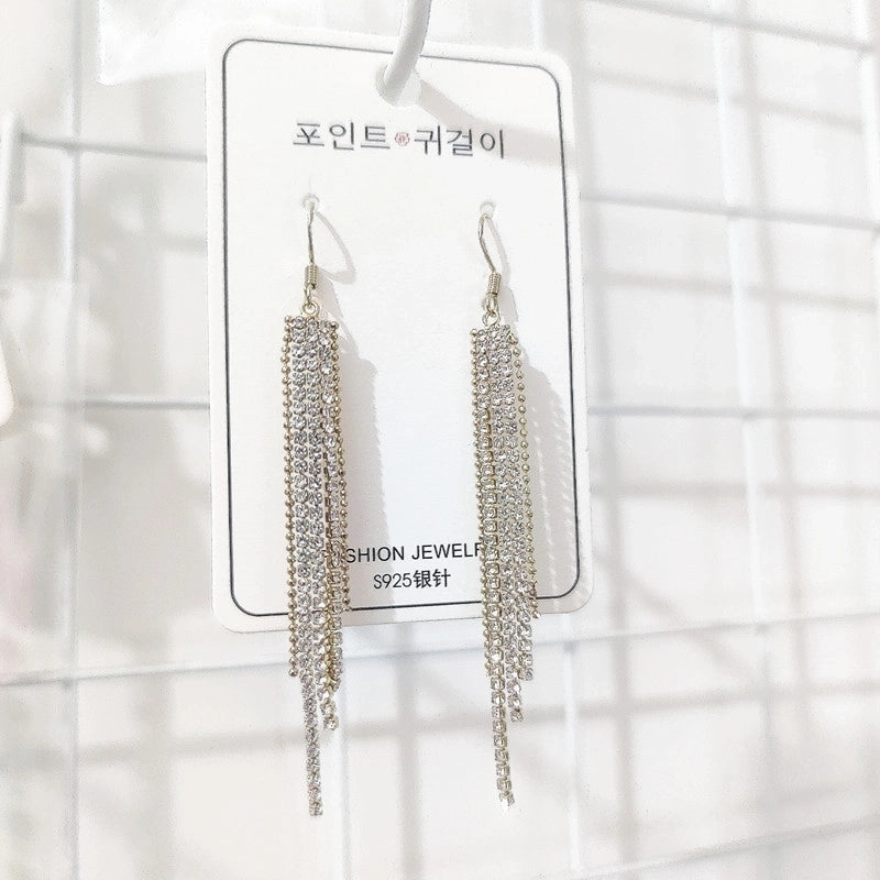 2 Pieces Elegant Star Tassel Heart Shape Inlay Alloy Artificial Pearls Rhinestones Glass Earrings