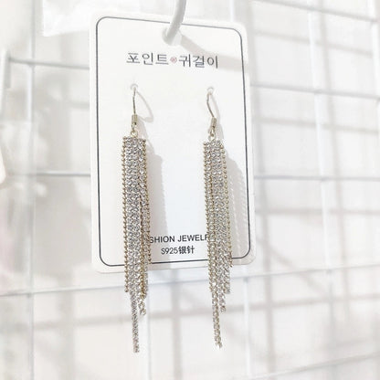 2 Pieces Elegant Star Tassel Heart Shape Inlay Alloy Artificial Pearls Rhinestones Glass Earrings