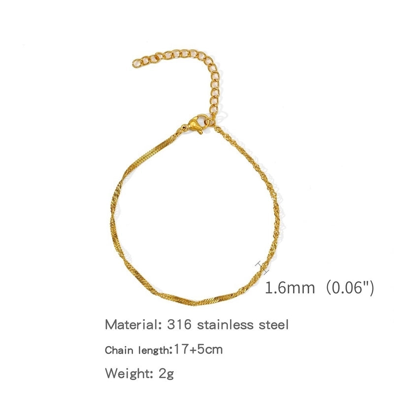 Minimalist Classic Style Geometric 304 Stainless Steel Cable Chain Snake Chain Bracelets In Bulk