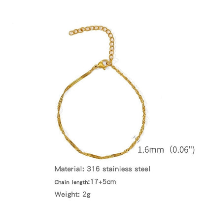 Minimalist Classic Style Geometric 304 Stainless Steel Cable Chain Snake Chain Bracelets In Bulk