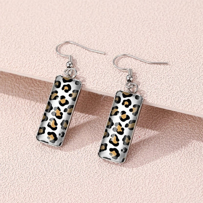 Leopard Earrings Zebra Earrings Dairy Grain Square Earrings Time Gemstone Rectangular Earrings