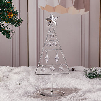 Christmas Electroplated Iron Tree Led Lighted Crystal Christmas Tree Desktop Decoration Christmas Eve Party Supplies