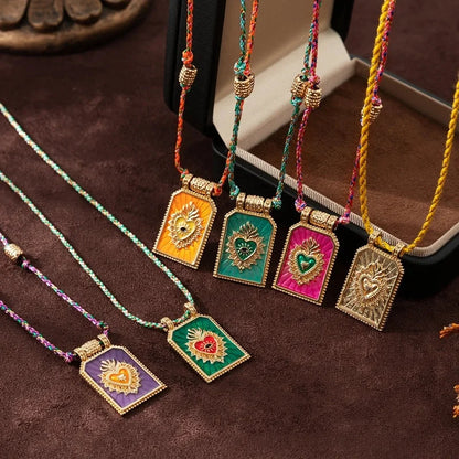 Copper Gold Plated Enamel Tarot Pendant Necklace