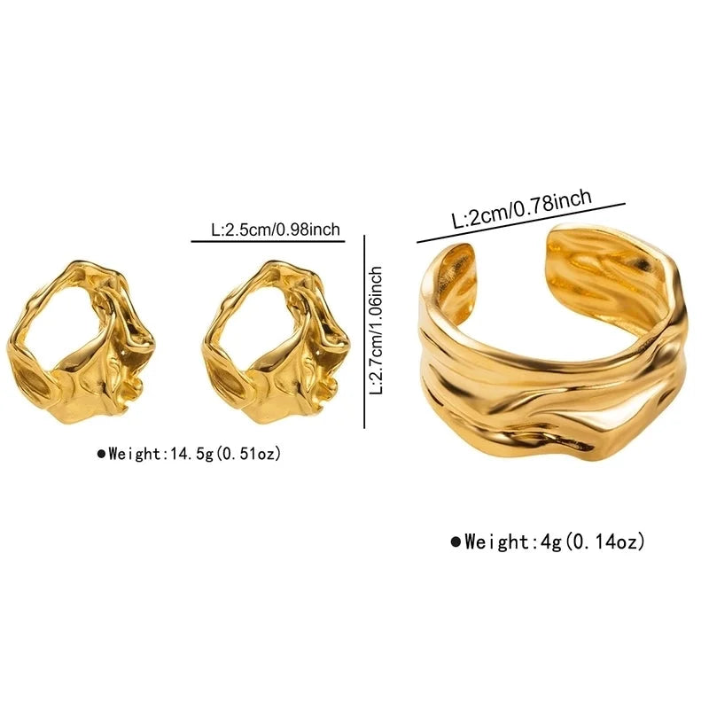 Minimalist Commute Solid Color 304 Stainless Steel Rings Earrings