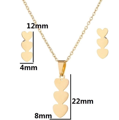 Minimalist Heart Shape Stainless Steel Plating Women\'s Earrings Necklace