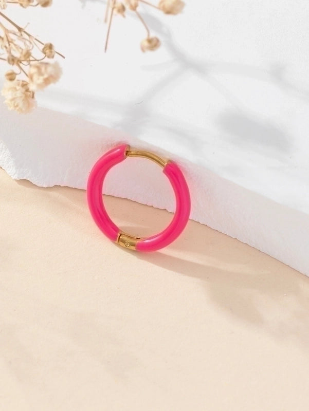 1 Piece Minimalist Solid Color Enamel Stainless Steel Earrings