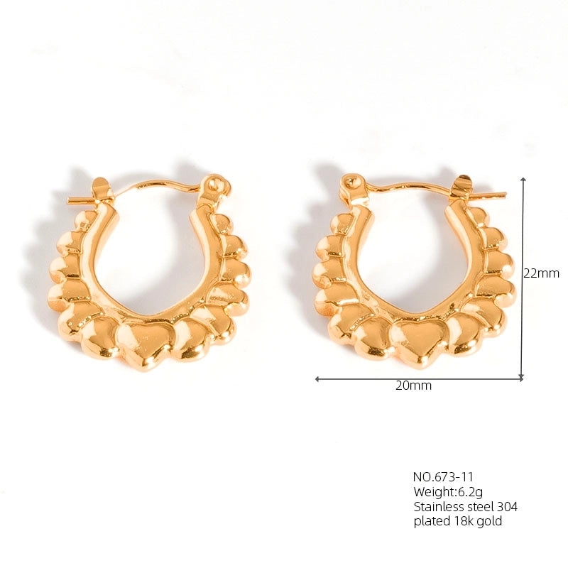 1 Pair Casual Modern Style Classic Style U Shape Geometric 304 Stainless Steel Titanium Steel 18K Gold Plated Earrings