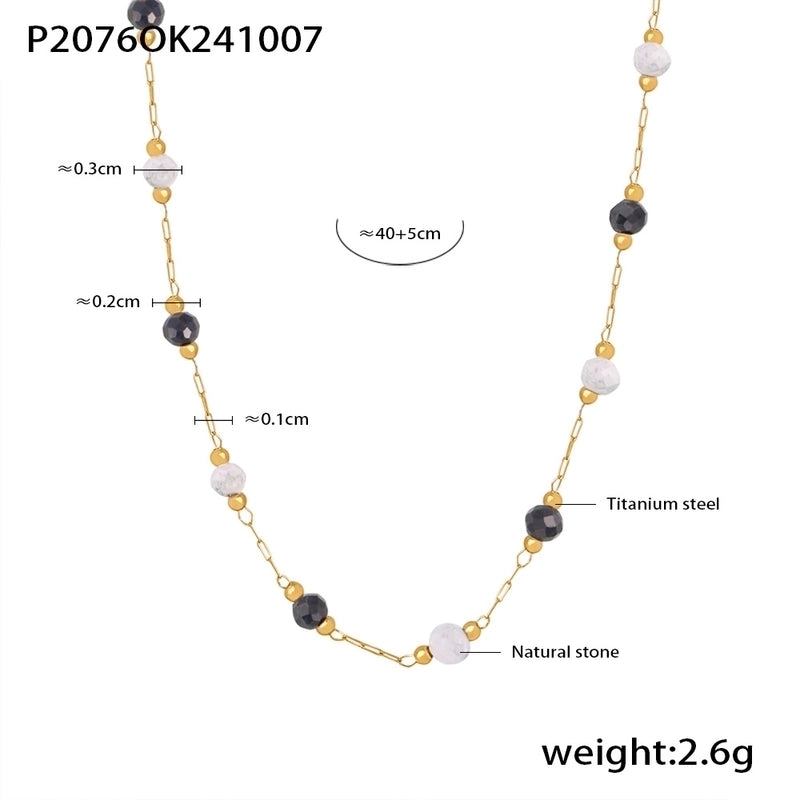 Luxurious Vacation Chain Natural Stone 18K Gold Plated Necklace In Bulk