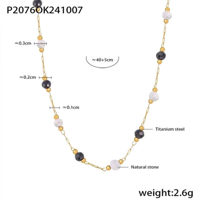 Luxurious Vacation Chain Natural Stone 18K Gold Plated Necklace In Bulk