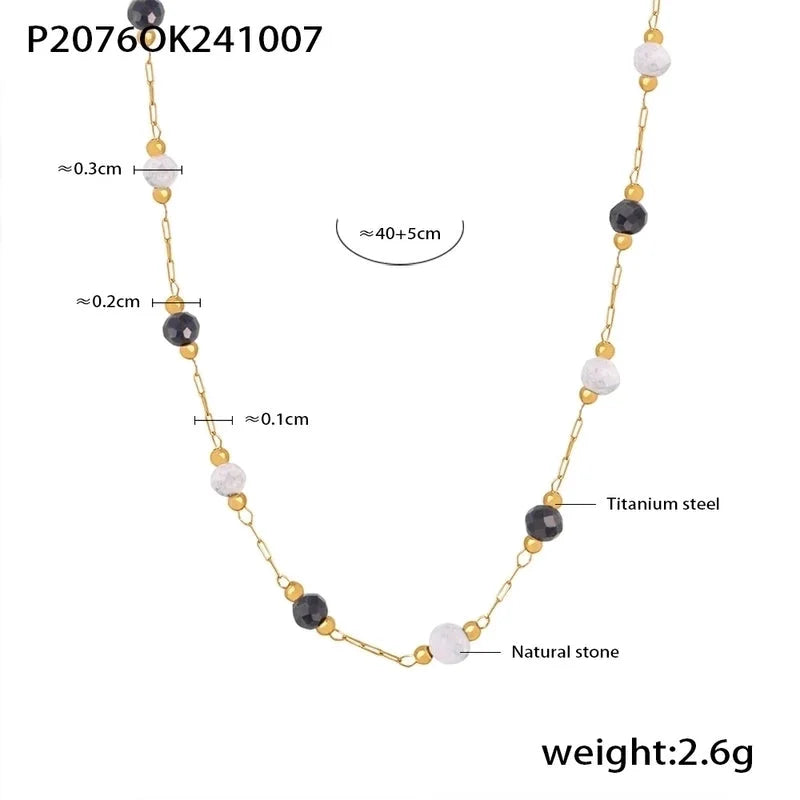 Luxurious Vacation Chain Natural Stone 18K Gold Plated Necklace In Bulk