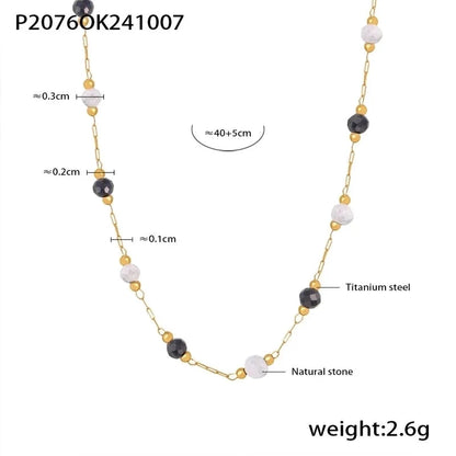 Luxurious Vacation Chain Natural Stone 18K Gold Plated Necklace In Bulk