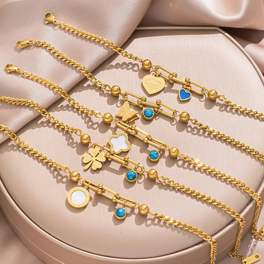 Women Circle Geometric Titanium Steel Bracelets