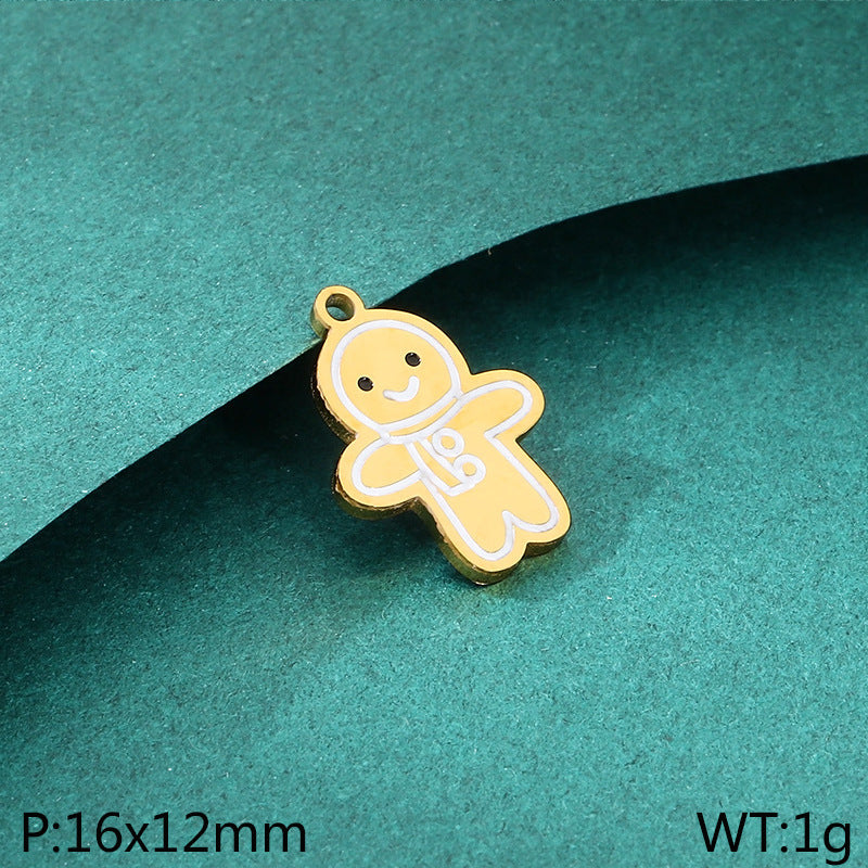 Christmas Elements Series Diy Accessories Stainless Steel Elk Santa Claus Snowflake Gloves Pendant