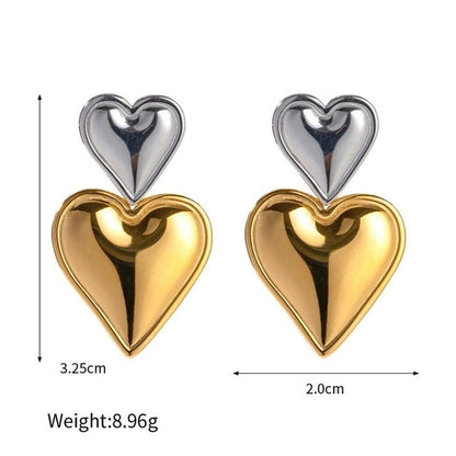 1 Pair Minimalist Classic Style Solid Color Stainless Steel 18K Gold Plated Drop Earrings