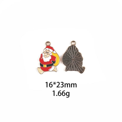10 PCS/Package Zinc Alloy Christmas Hat Christmas Tree Santa Claus Pendant Jewelry Accessories