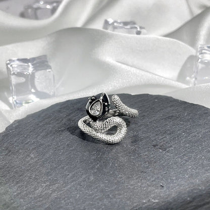 Hip-Hop Cool Style Snake Copper Plating Inlay Rhinestones Open Rings