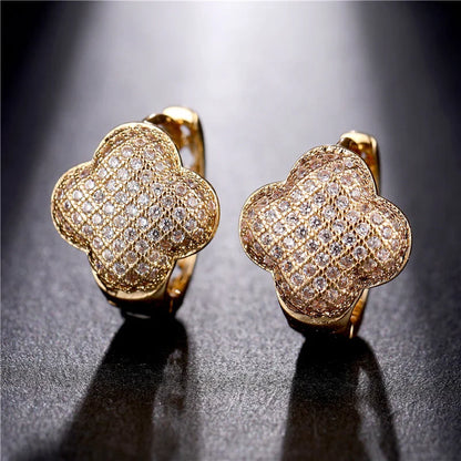 5 Pieces Women Geometric Metal Copper Stud Earrings