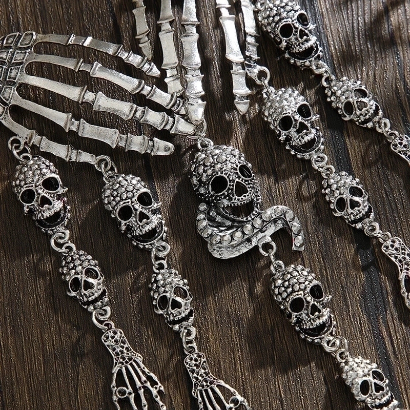 Retro Exaggerated Unforgettable Skull Alloy Plating Halloween Women's Earrings Necklace