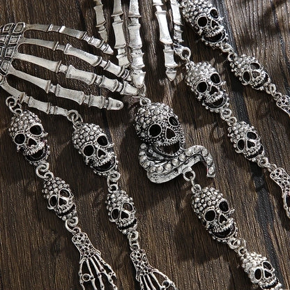 Retro Exaggerated Unforgettable Skull Alloy Plating Halloween Women's Earrings Necklace
