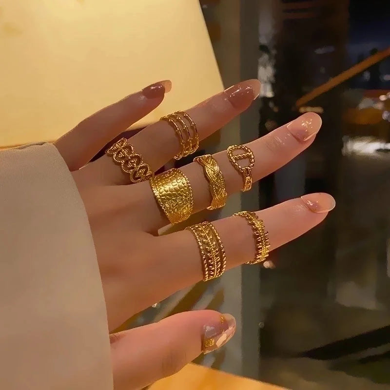 Titanium Steel 18K Gold Plated Minimalist Plating Metal Geometric Titanium Steel Open Ring