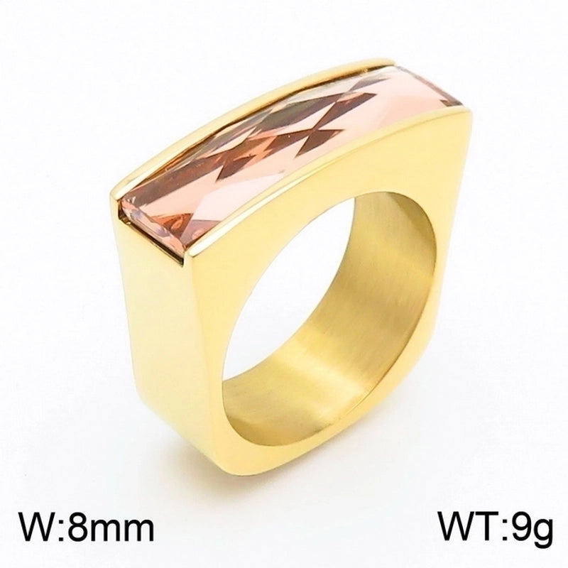 1 Piece Fashion Square Stainless Steel Plating Glass Rings