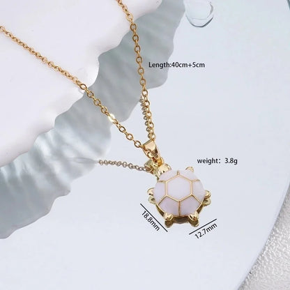 Popular Fashion Simple Copper Plating 18K Gold Colorful Oil Necklace Cute Turtle Pendant Necklace Female Jewelry
