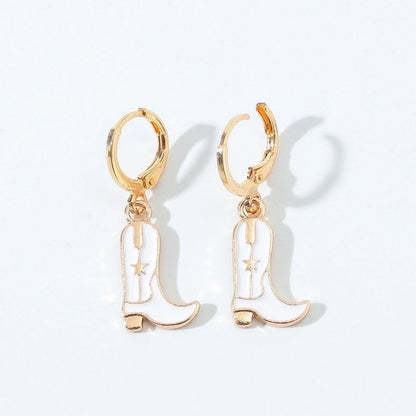 6 Pieces Fashion Style Earrings Western Cowboy Girl Oil Drop Boots Earrings High Heels Earring