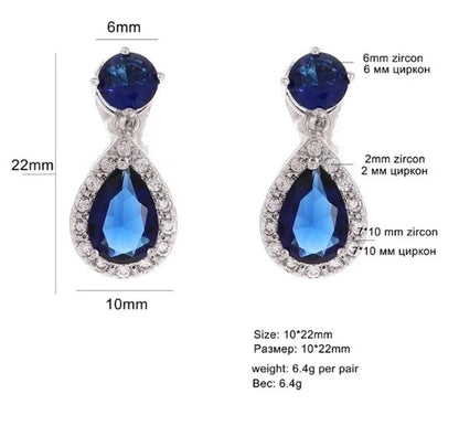 1 Pair Elegant Water Droplets Inlay Copper Crystal Zircon White Gold Plated Drop Earrings