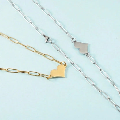 Minimalist Heart Shape 304 Stainless Steel Plating Pendant Necklace