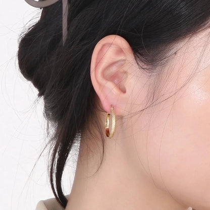 1 Pair Casual Minimalist Solid Color Plating Titanium Steel 18K Gold Plated Hoop Earrings