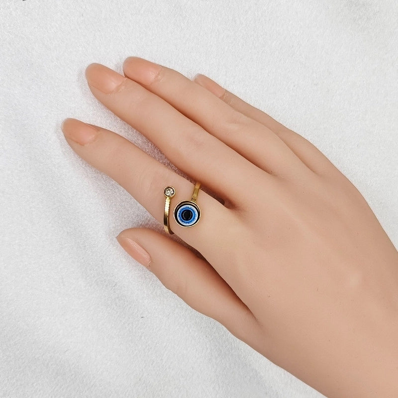 3 Pieces Classic Style Devil\'s Eye Stainless Steel Plating Gold Plated Open Rings