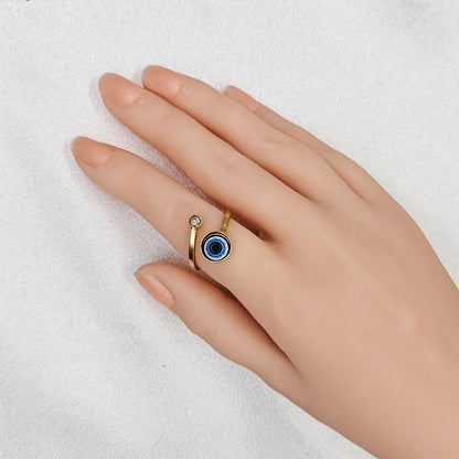 3 Pieces Classic Style Devil\'s Eye Stainless Steel Plating Gold Plated Open Rings