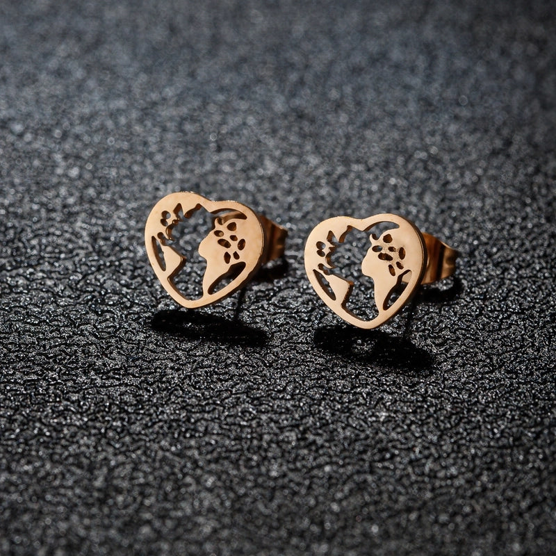 1 Pair Cute Minimalist Animal Notes Polishing 304 Stainless Steel 18K Gold Plated Ear Studs