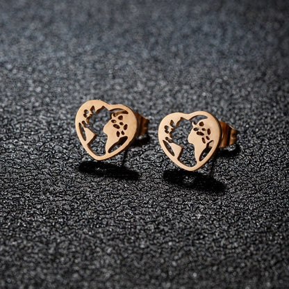 1 Pair Cute Minimalist Animal Notes Polishing 304 Stainless Steel 18K Gold Plated Ear Studs