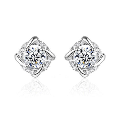 1 Pair Casual Minimalist Geometric Heart Shape Inlay Copper Zircon White Gold Plated Ear Studs