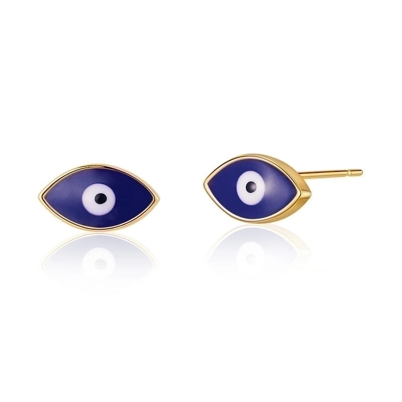 1 Pair Retro Sweet Triangle Devil\'s Eye Heart Shape Enamel Plating Inlay Copper Zircon 18k Gold Plated Ear Studs