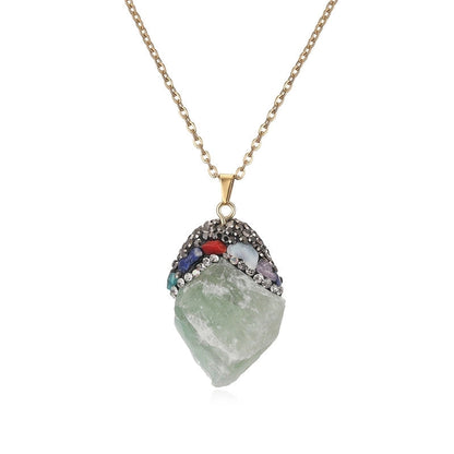 Minimalist Classic Style Geometric Artificial Crystal 304 Stainless Steel Artificial Crystal Stone Pendant Necklace