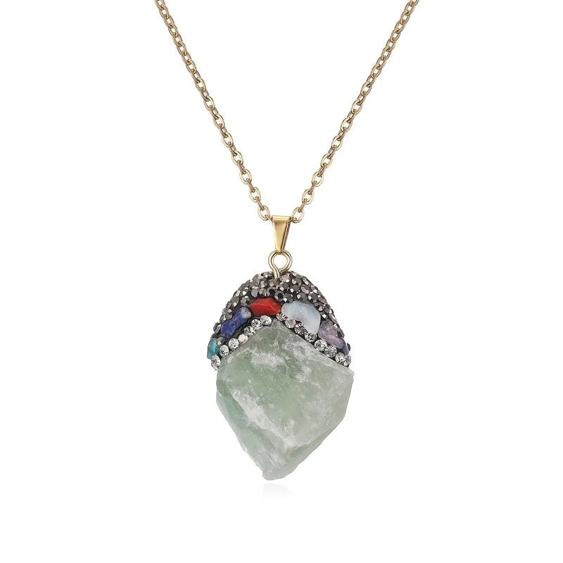 Minimalist Classic Style Geometric Artificial Crystal 304 Stainless Steel Artificial Crystal Stone Pendant Necklace