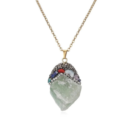 Minimalist Classic Style Geometric Artificial Crystal 304 Stainless Steel Artificial Crystal Stone Pendant Necklace