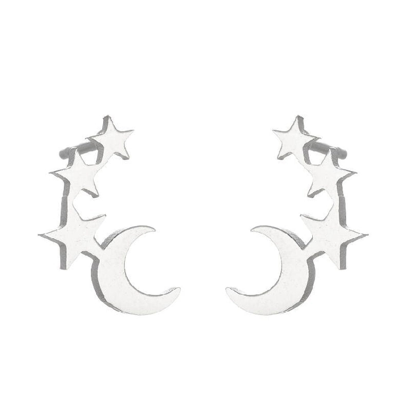 1 Pair Minimalist Star Moon 304 Stainless Steel 18K Gold Plated Ear Studs