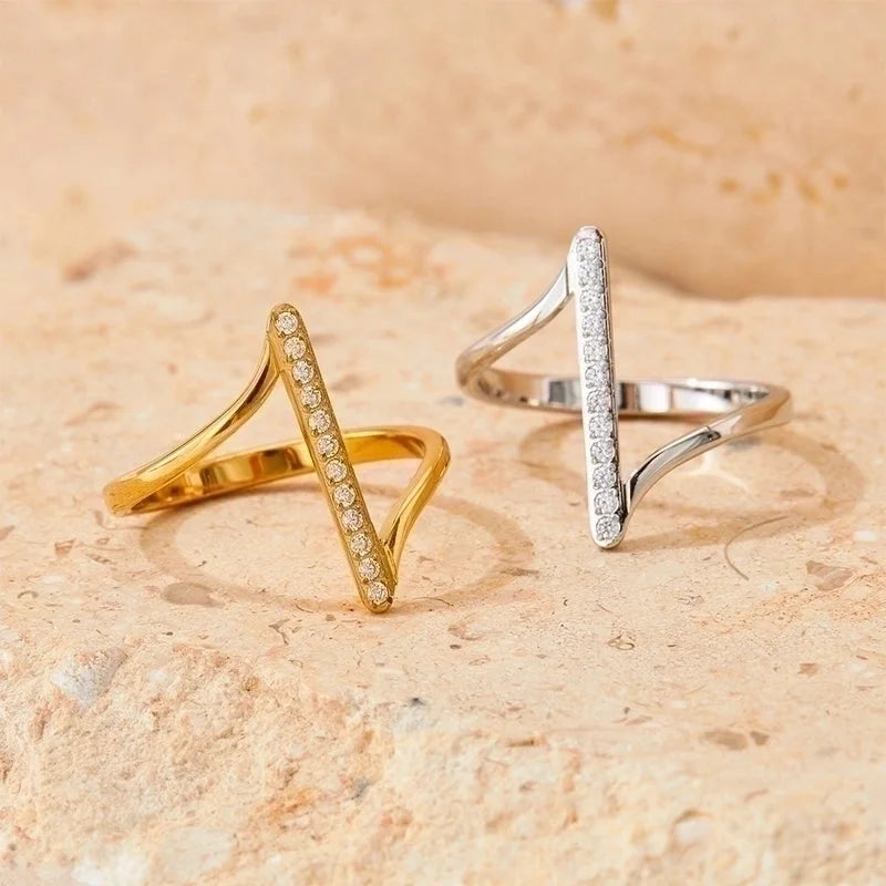 3 Pieces Retro Solid Color 304 Stainless Steel 16K Gold Plated White Gold Plated Gold Plated None Inlaid Zircon Wave Ring