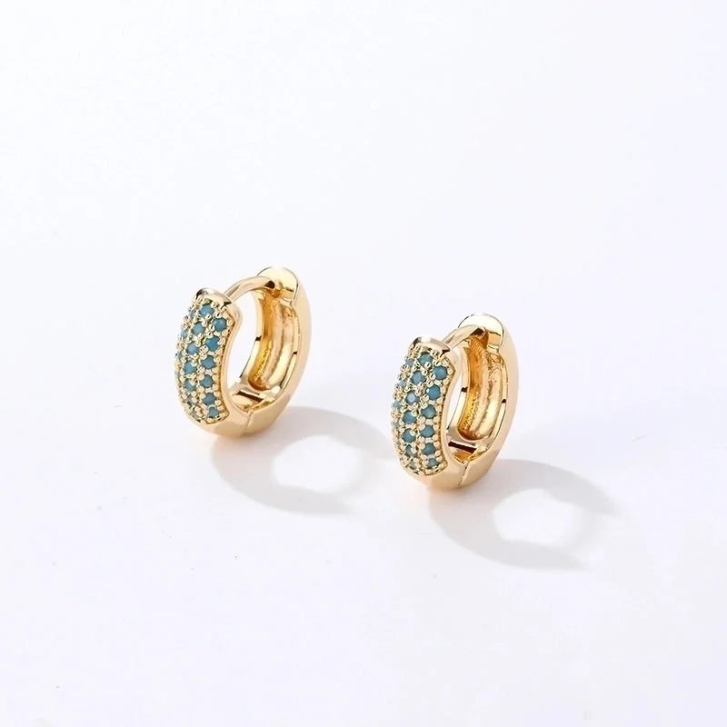 1 Pair Casual Modern Style Round Inlay Copper Zircon K Gold Plated Rhodium Plated Earrings