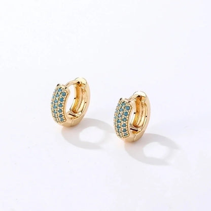 1 Pair Casual Modern Style Round Inlay Copper Zircon K Gold Plated Rhodium Plated Earrings