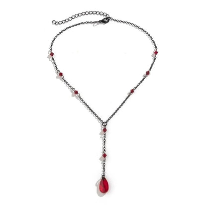 Imitation Crystal Metal Copper Tassel Plating Chain Water Droplets Necklace