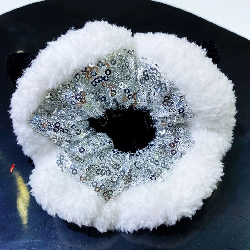 Fashion Solid Color Cloth Sequins Hair Tie