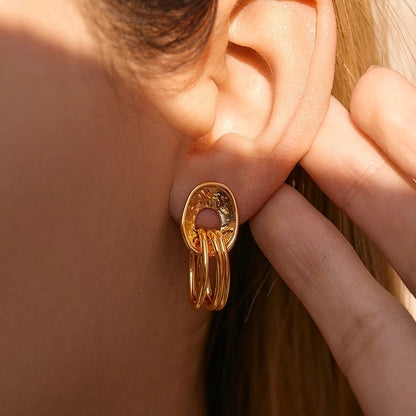 1 Piece Retro Vintage Style Modern Style Double Heart Circle Heart Shape Pleated Copper 18K Gold Plated Drop Earrings